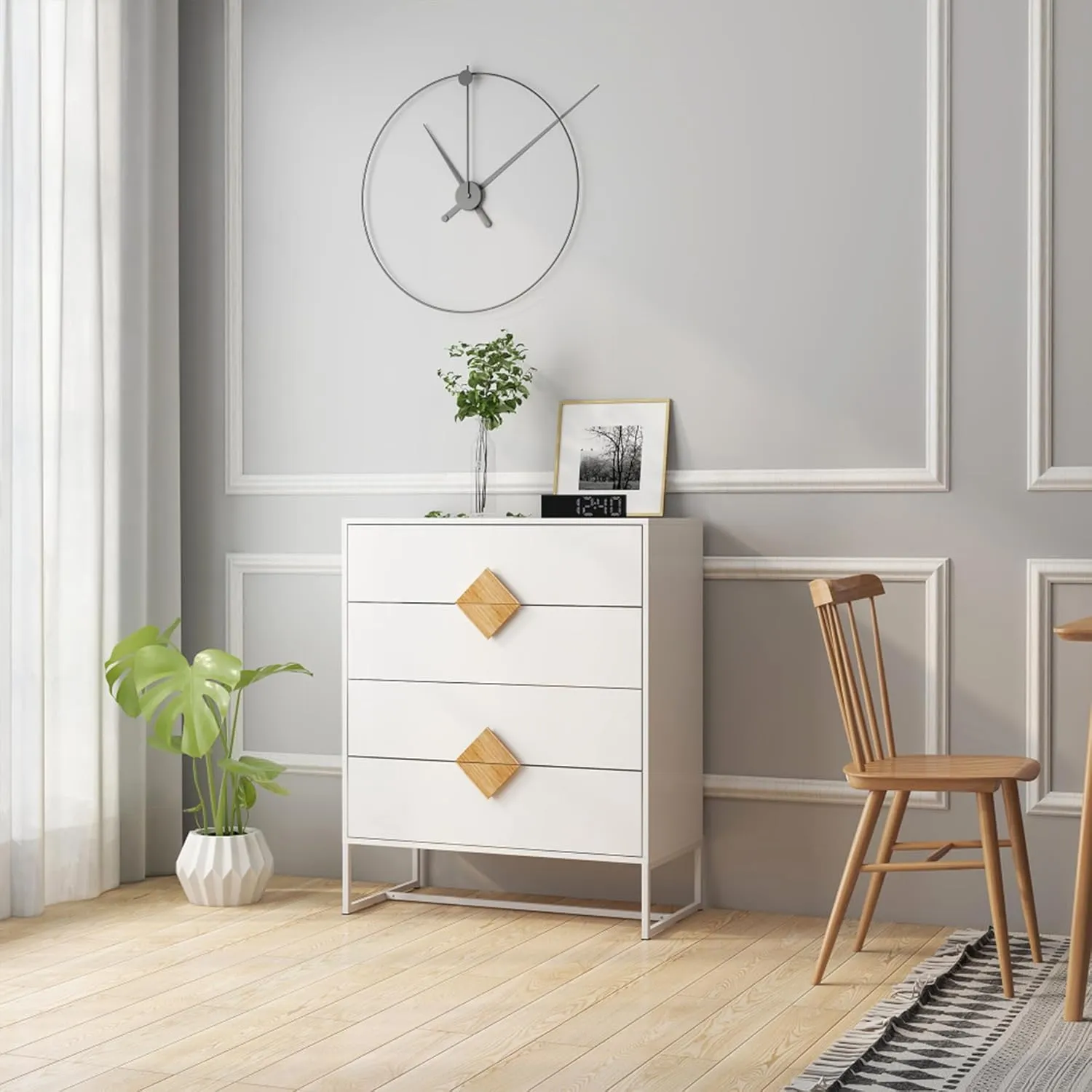 Modern Buffet Cabinet & TV Stand with Square Handles, Multi-Functional Storage Sideboard Bedroom Dresser for Living Room,Hallway,Bedroom & Entryway (2)