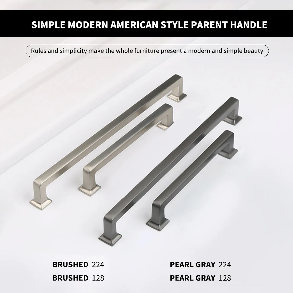 Modern Zinc Alloy Cabinet Drawer Pull Handles Grey