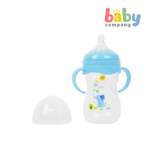 Mom & Baby Wide-Neck Feeding Bottle with Handle, 8oz  - Blue