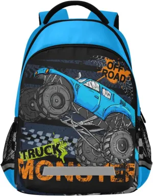 Monster Truck Backpack for Boys Girls School Backpack Kids Backpack Bookbag Elementary School Bag Travel Rucksack