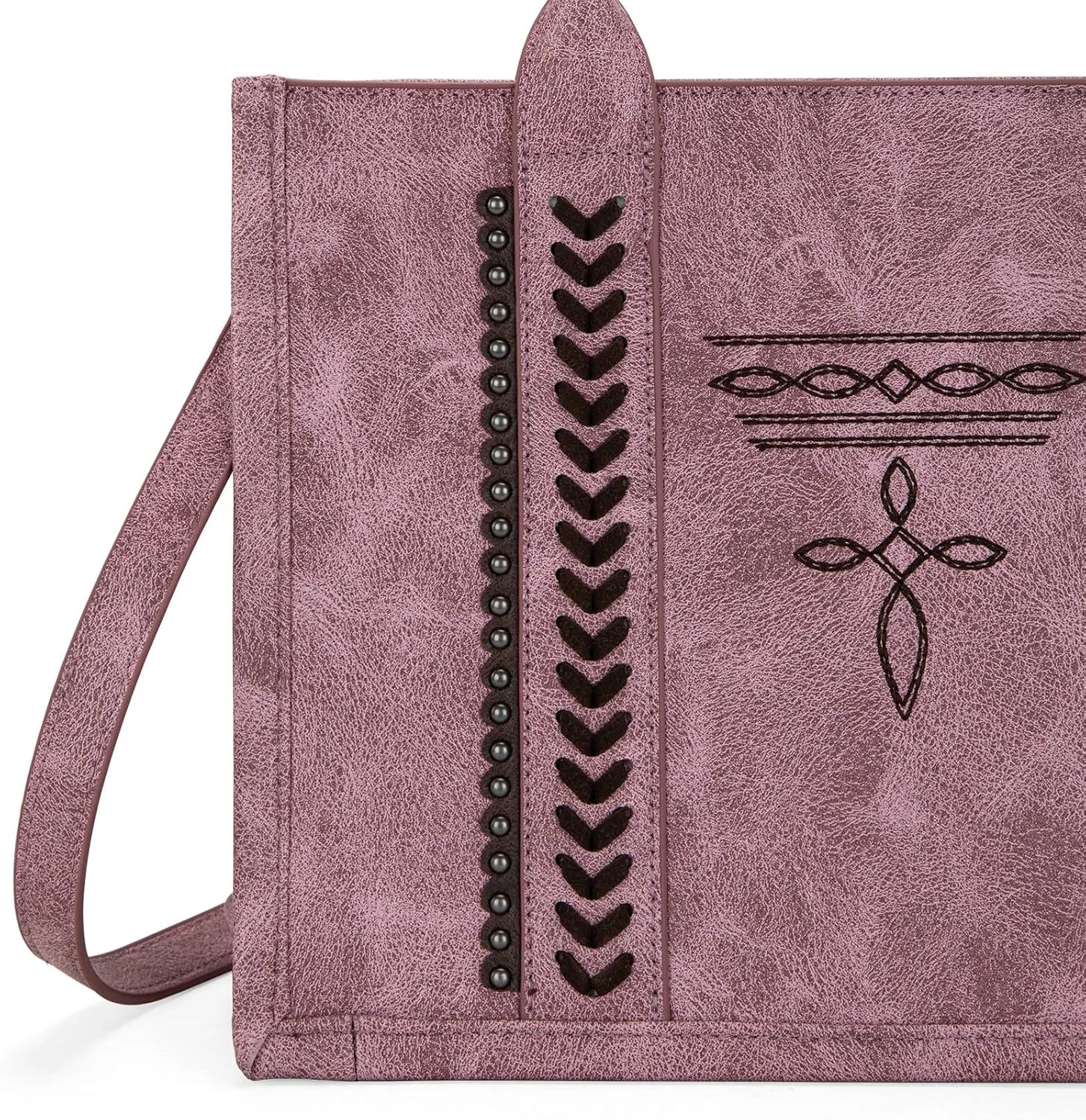 Montana West Longhorn Whipstitch Western Top Handle Tote Bag with Card Wallet Set