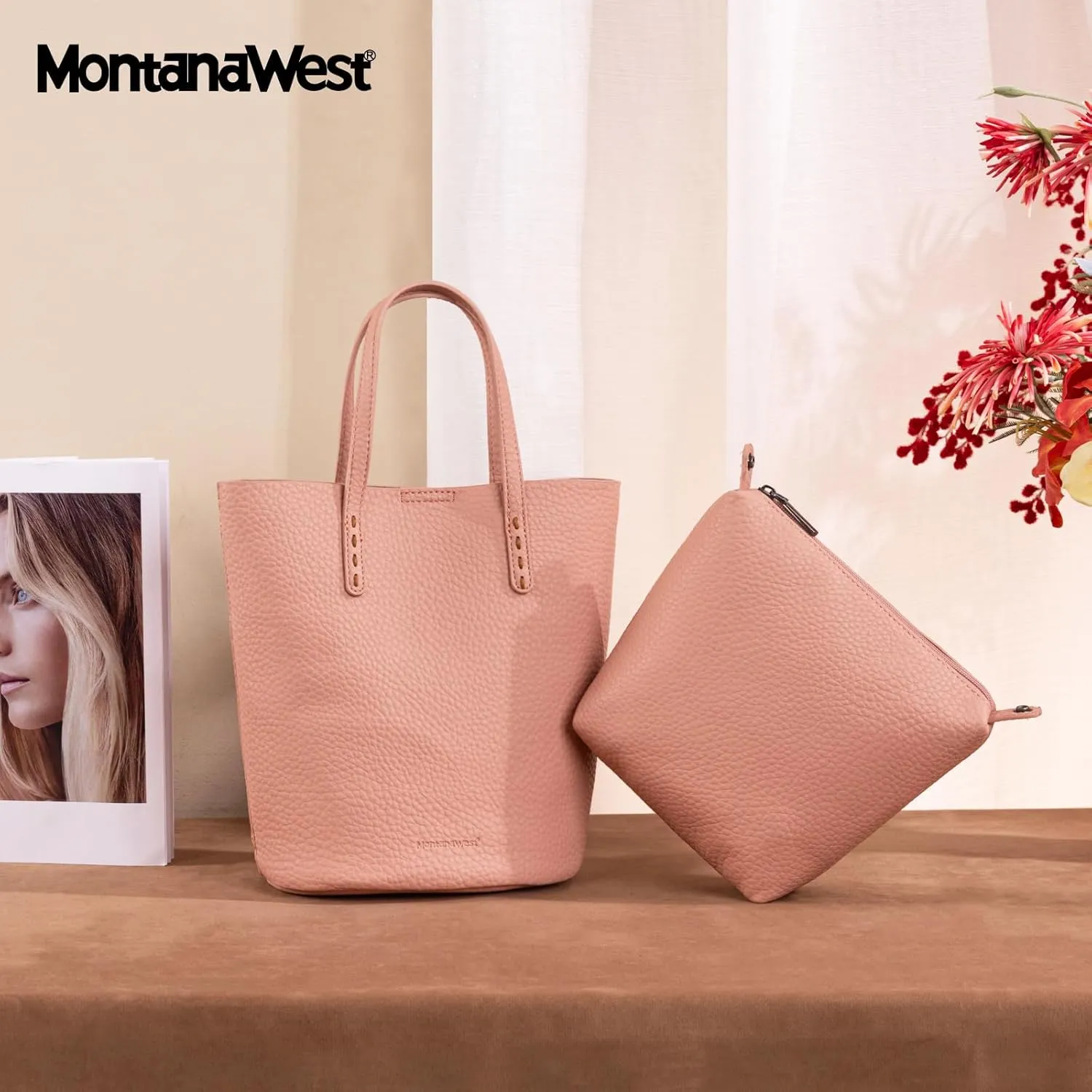 Montana West Small Bucket Purses for Women Top Handle Purses and Satchel Handbags with Cosmetic Bag