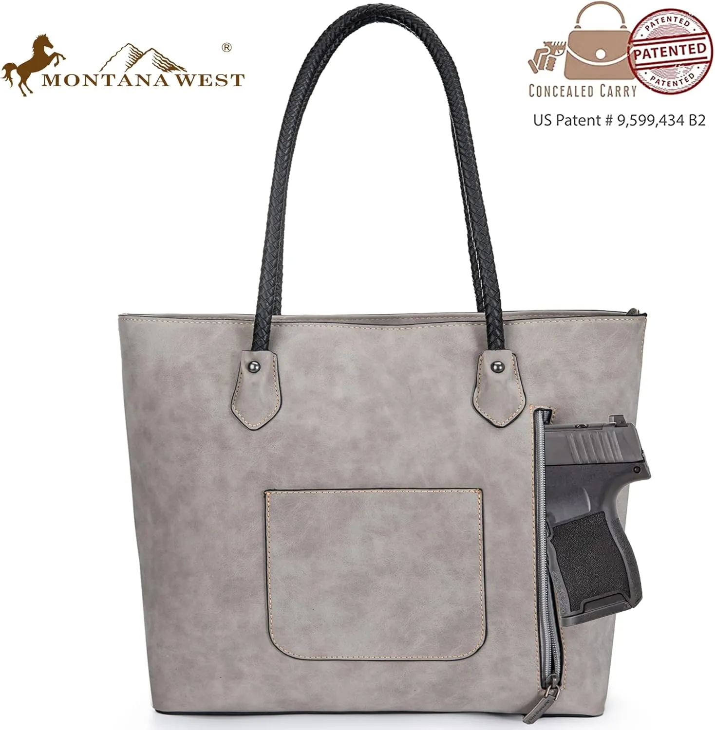 Montana West Woven Tote Bags for Women Medium Purses and Handbags with Concealed Carry Back Zipper Pocket