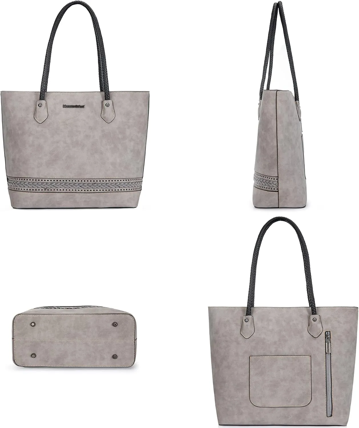 Montana West Woven Tote Bags for Women Medium Purses and Handbags with Concealed Carry Back Zipper Pocket