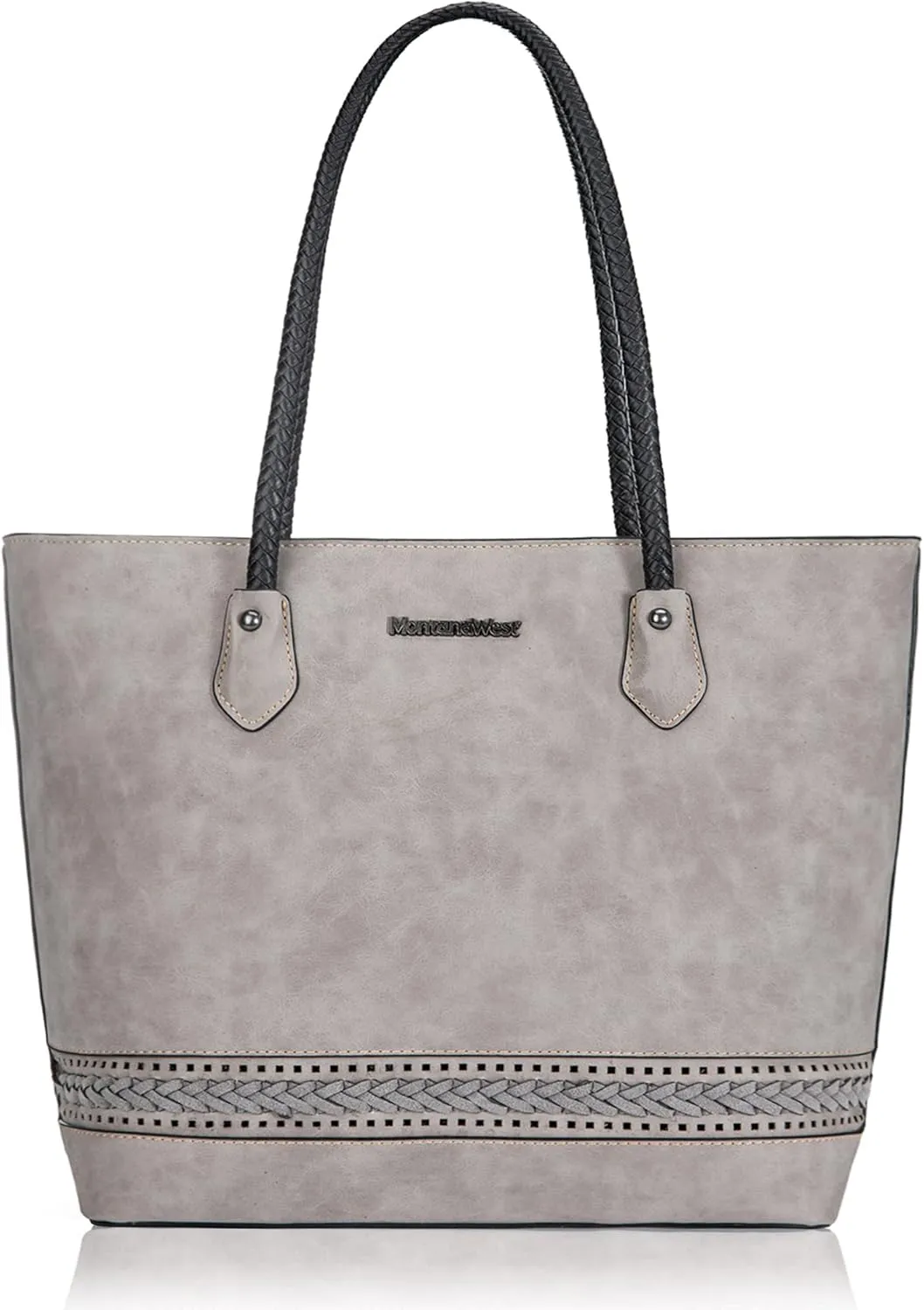 Montana West Woven Tote Bags for Women Medium Purses and Handbags with Concealed Carry Back Zipper Pocket