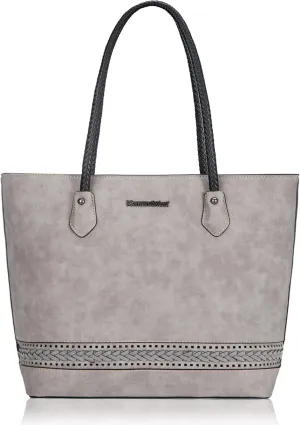 Montana West Woven Tote Bags for Women Medium Purses and Handbags with Concealed Carry Back Zipper Pocket