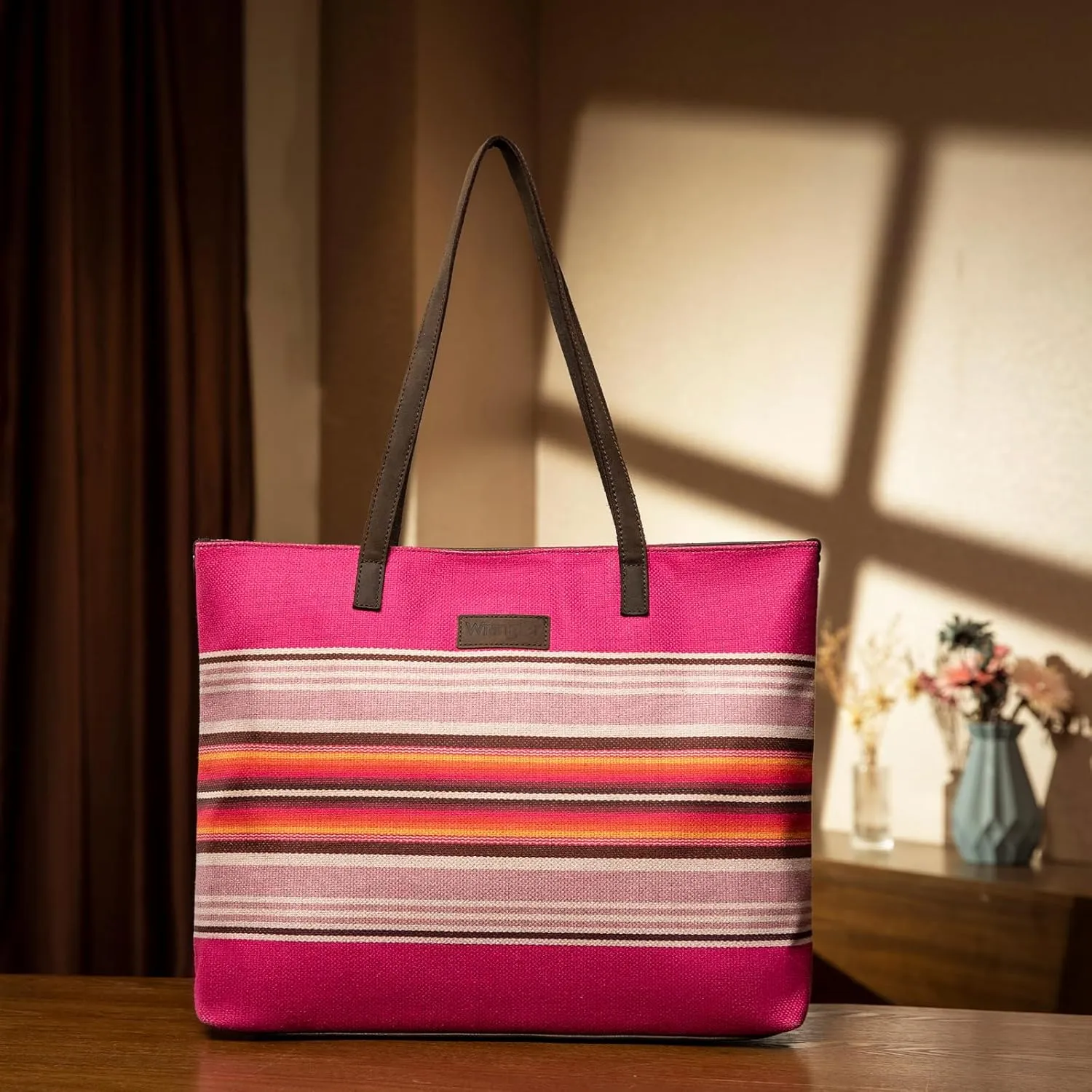 Montana West Wrangler Tote Bag for Women Canvas Shoulder Handbag Aztec Purse