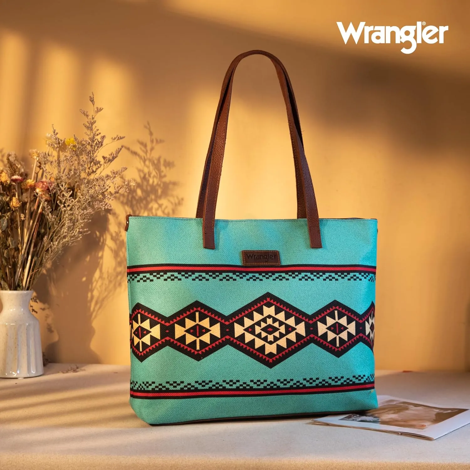 Montana West Wrangler Tote Bag for Women Canvas Shoulder Handbag Aztec Purse