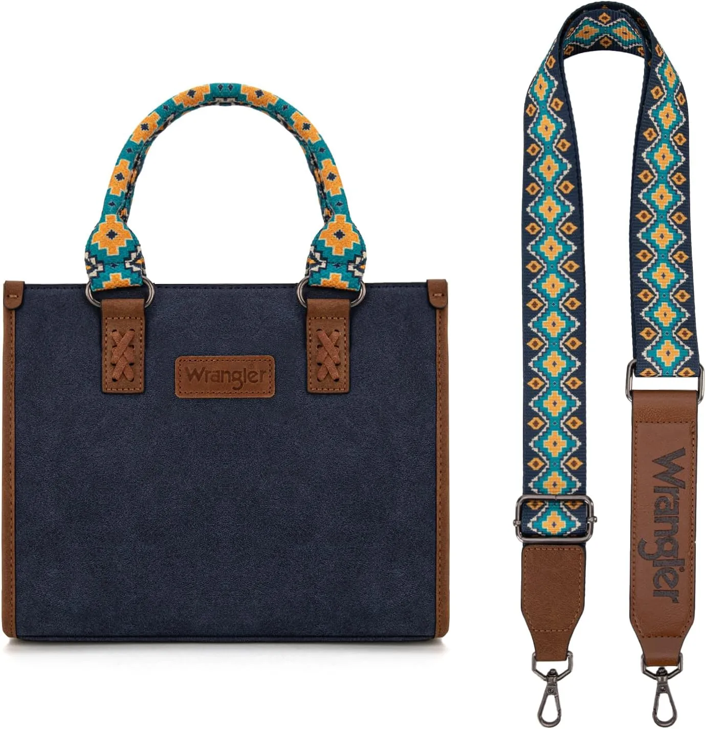 Montana West Wrangler Tote Bag for Women Western Retro Purse Top Handle Handbags with Aztec Strap