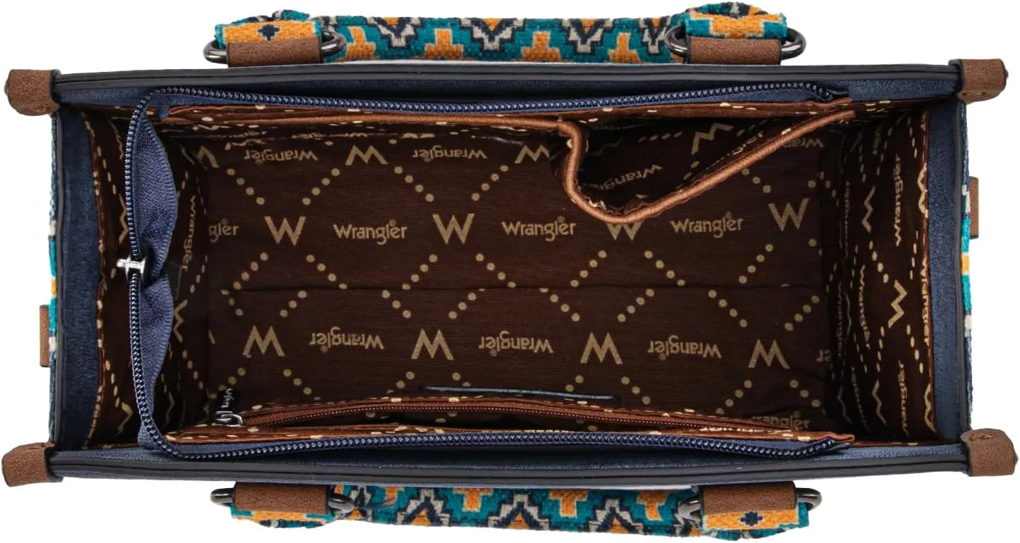 Montana West Wrangler Tote Bag for Women Western Retro Purse Top Handle Handbags with Aztec Strap