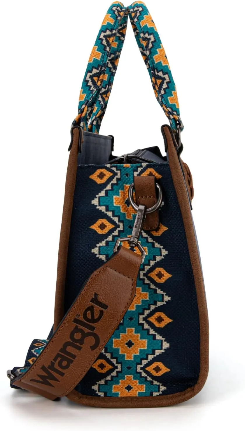 Montana West Wrangler Tote Bag for Women Western Retro Purse Top Handle Handbags with Aztec Strap