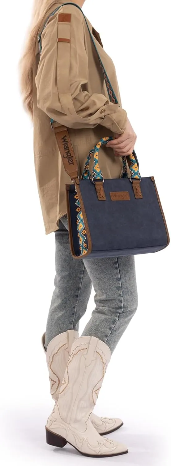 Montana West Wrangler Tote Bag for Women Western Retro Purse Top Handle Handbags with Aztec Strap