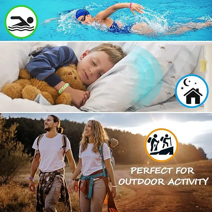 Mosquito Repellent Bracelets 12 Pack, Individually Wrapped Mosquito Repellent Bands, DEET Free Bug Insect Mosquito Wristbands Safe for Adults and Kids