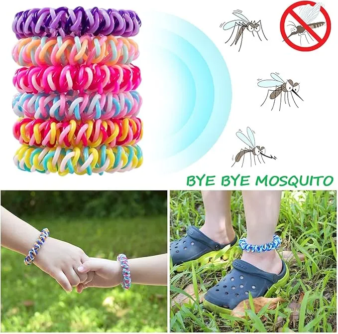 Mosquito Repellent Bracelets 12 Pack, Individually Wrapped Mosquito Repellent Bands, DEET Free Bug Insect Mosquito Wristbands Safe for Adults and Kids