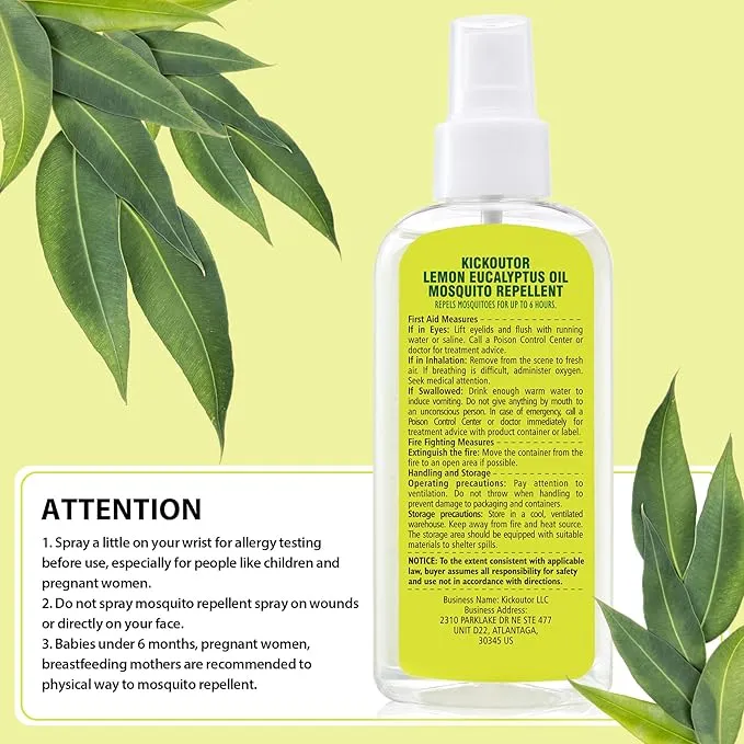 Mosquito Repellent Spray for Body 4 Fl Oz Lemon Eucalyptus Essential Oil Insect Bug Spray Natural DEET Free Anti Mosquito Tick Gnat Fly Control for Outdoor Patio Camping Hiking Travel (1PC)
