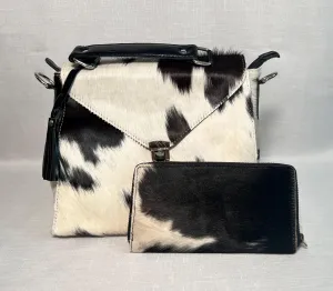 Mother's Day Gift Set- Handbag and Wallet, Real Cowhide & Leather, Premium Handbag, Secure Card Holder, Spacious and Durable Everyday Purse