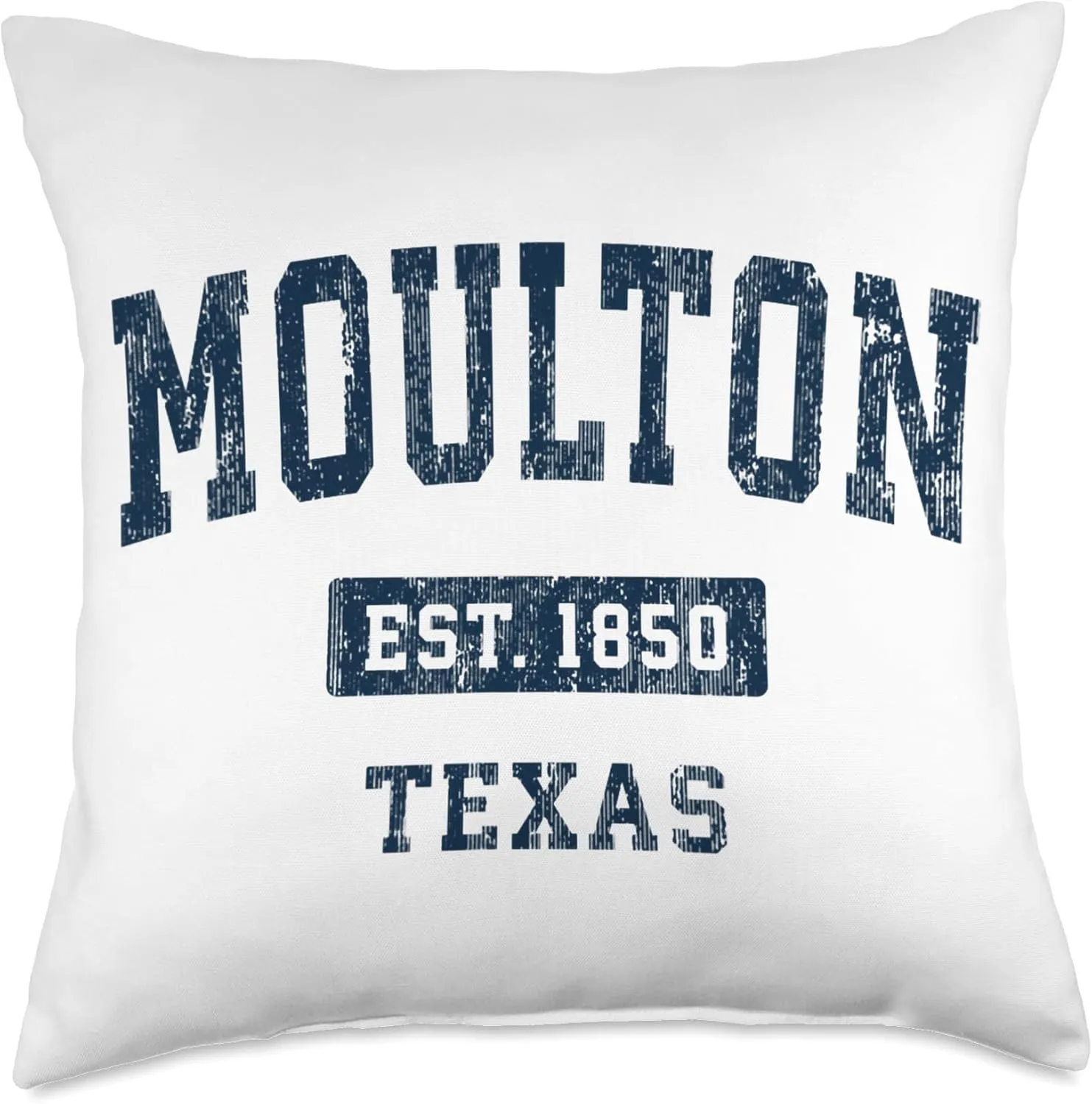 Moulton Texas TX Vintage Sports Established Navy Design Throw Pillow