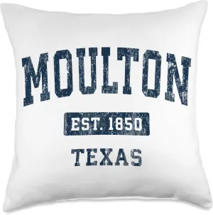 Moulton Texas TX Vintage Sports Established Navy Design Throw Pillow