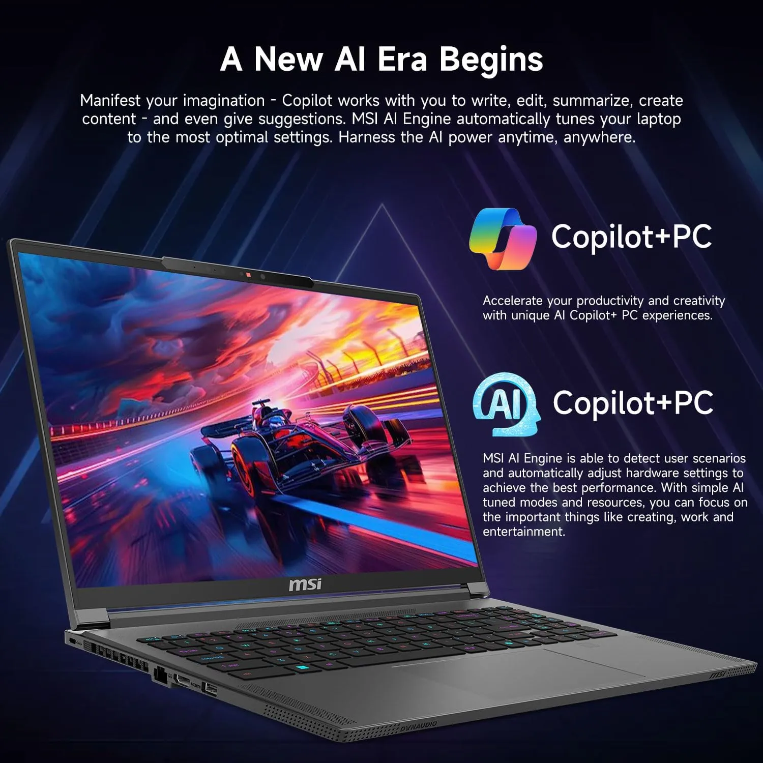 MSI 2025 Creator 16 Copilot Laptop, WQXGA 240Hz, AMD Ryzen AI 9 365, NVIDIA RTX 4060, 32GB RAM, 1TB SSD, RGB KB, Creativity with AI Studio, W11 P, Bundle with Targus 100W Docking Station