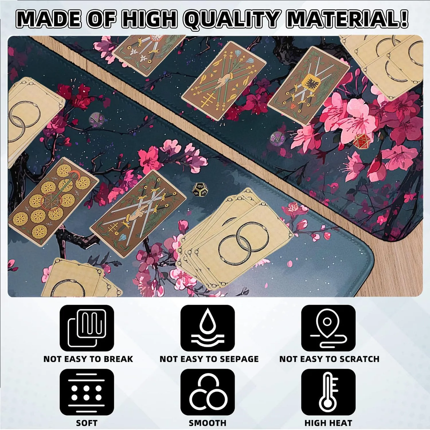 MTG Playmat Stitched Edges, 24 x 14 inches MTG Mat for MTG DTCG CCG RPG Trading Card Game Playmats Smooth Surface Battle Game Rubber Collection