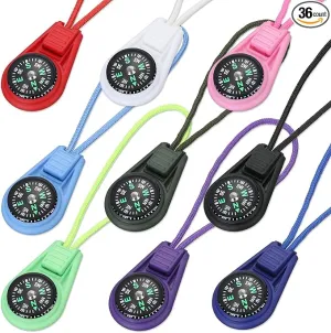 Multi-Color Mini Survival Compass Outdoor Camping Hiking Pocket Compass Liquid Filled Mini Compass on Cord for Emergency Survival Kits Watchband Paracord Bracelet Necklace Key Chain