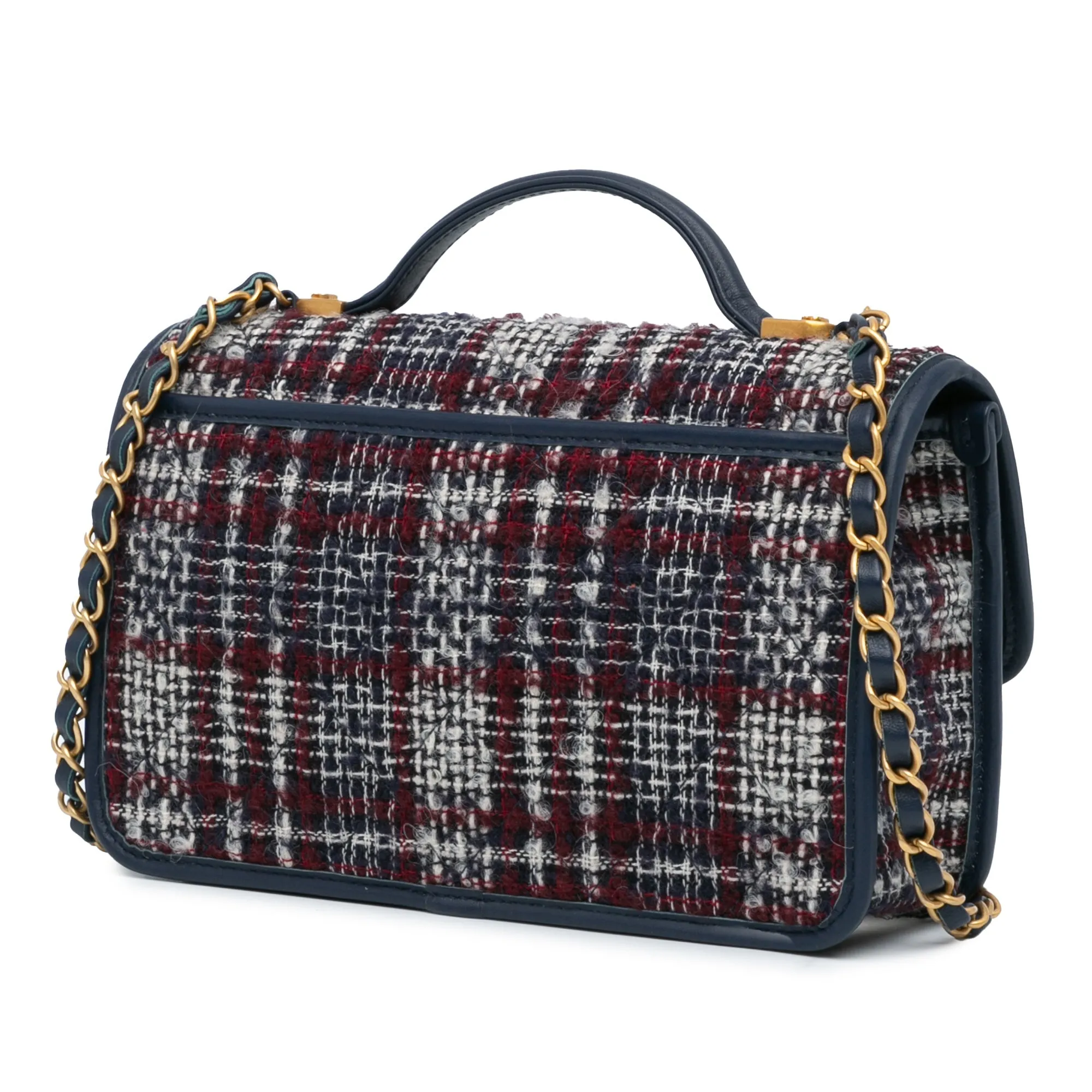 Multicolor Chanel Small Tweed School Memory Top Handle Flap Satchel