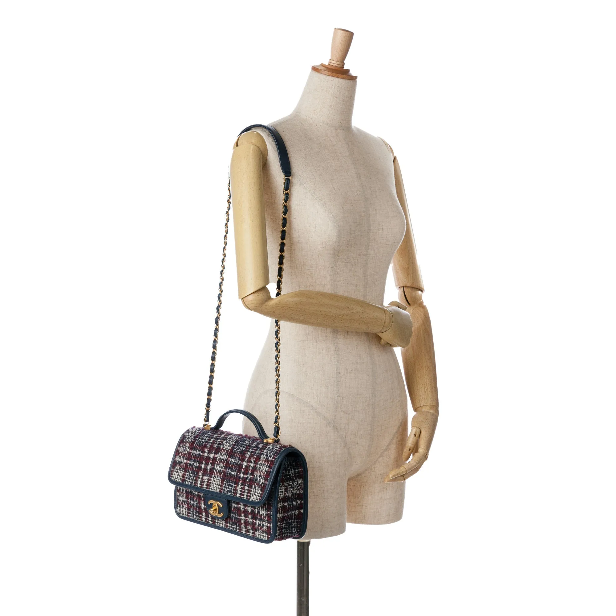Multicolor Chanel Small Tweed School Memory Top Handle Flap Satchel