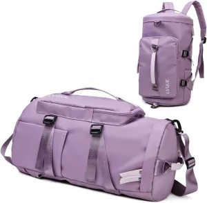 Multipurpose Travel Backpack, Large Capacity Gym Duffle Bag, Daily Sport Backpack Tote with Individual Shoe Pockets for Men and Women (Purple)