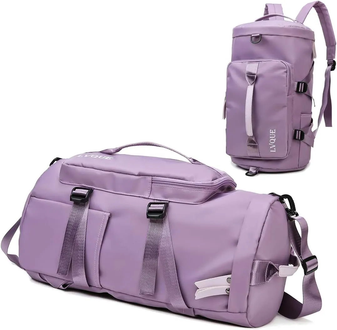 Multipurpose Travel Backpack, Large Capacity Gym Duffle Bag, Daily Sport Backpack Tote with Individual Shoe Pockets for Men and Women (Purple)
