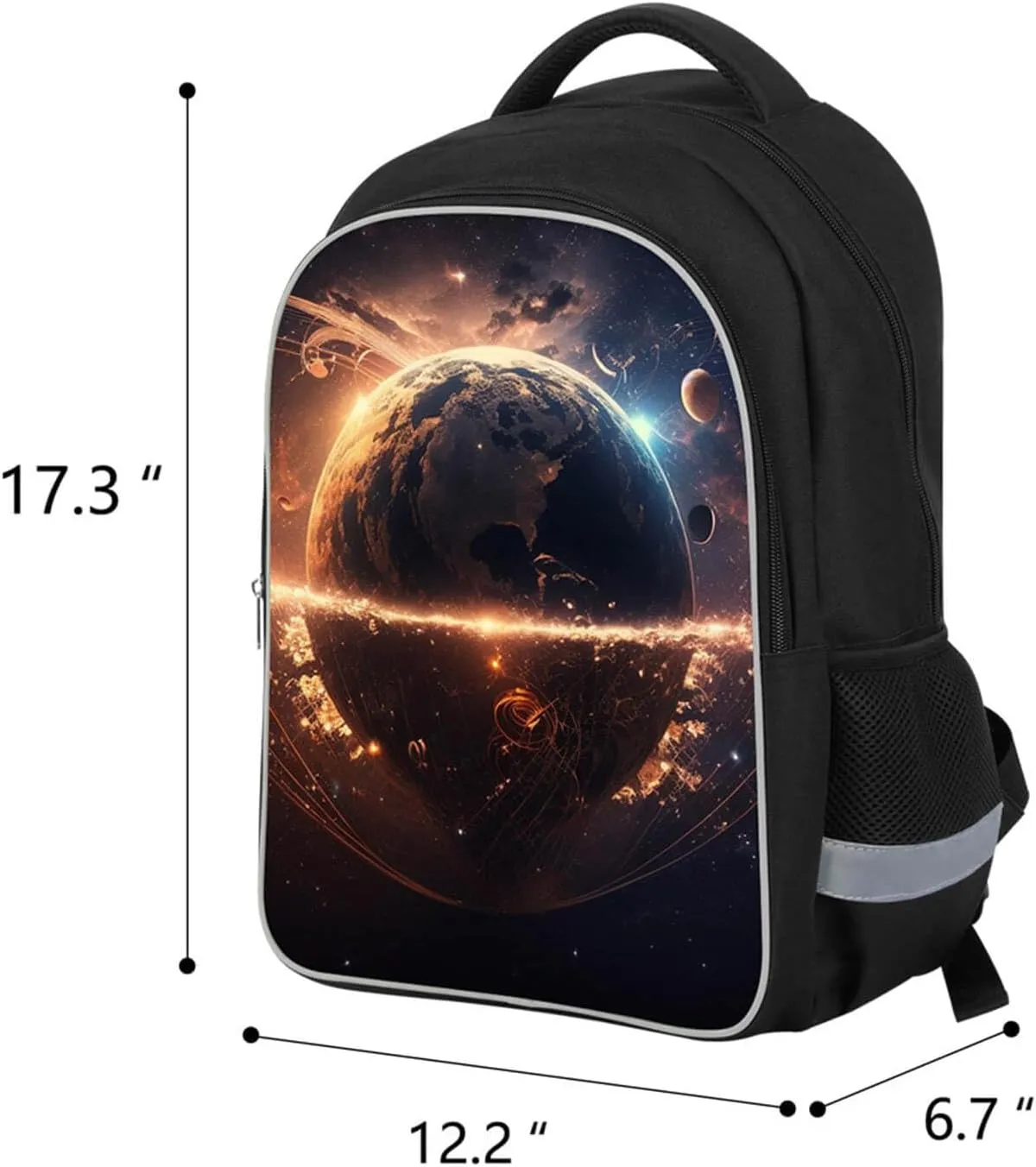 Music Earth Space Kids School Backpack, Galaxy Planets Bookbag for Boys Girls, Polyester, 23 Liters, Lightweight Back Pack, 17 Inches, Idea for Unisex-child Age 6 