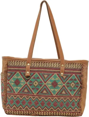 Myra Bag Western Canvas Shoulder Handbag for Women - Cotton & Upcycled Leather Bag Harlequin