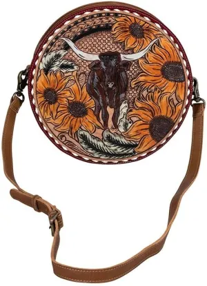 Myra Bag Western Leather Round Bag for Women, Crossbody Purse Shoulder Bag - Longhorn Ridge