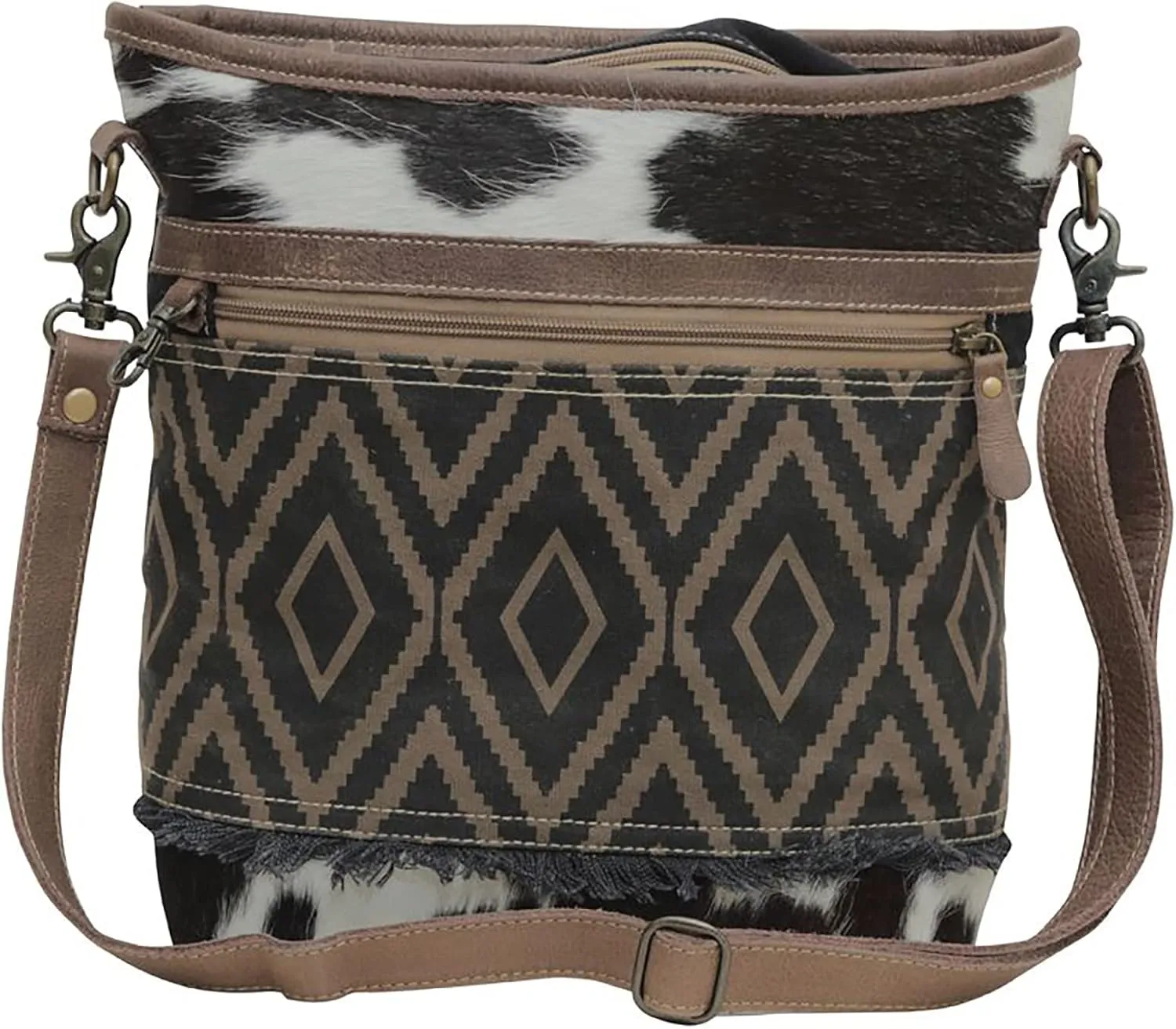Myra Bag Western Leather Shoulder Bag for Women - Upcycled Canvas Crossbody Bag Cedar