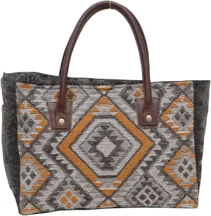 Myra Bag Western Upcycled Canvas Handbag for Women - Leather Shoulder Bag Orange Affairs