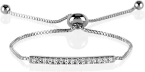 namana Swarovski Crystal Bar Bracelet. Gold Plated, Rose Gold Plated or Fine Silver Colored Bracelet. Cube Chain Bracelet with Adjustable Bead Fastening.