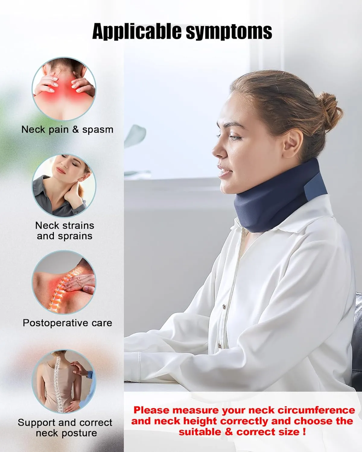Neck Brace for Sleeping - Cervical Collar Relief Neck Pain and Neck Support Soft Foam Wraps Keep Vertebrae Stable for Relief of Cervical Spine Pressure for Women & Men Blue Large Size