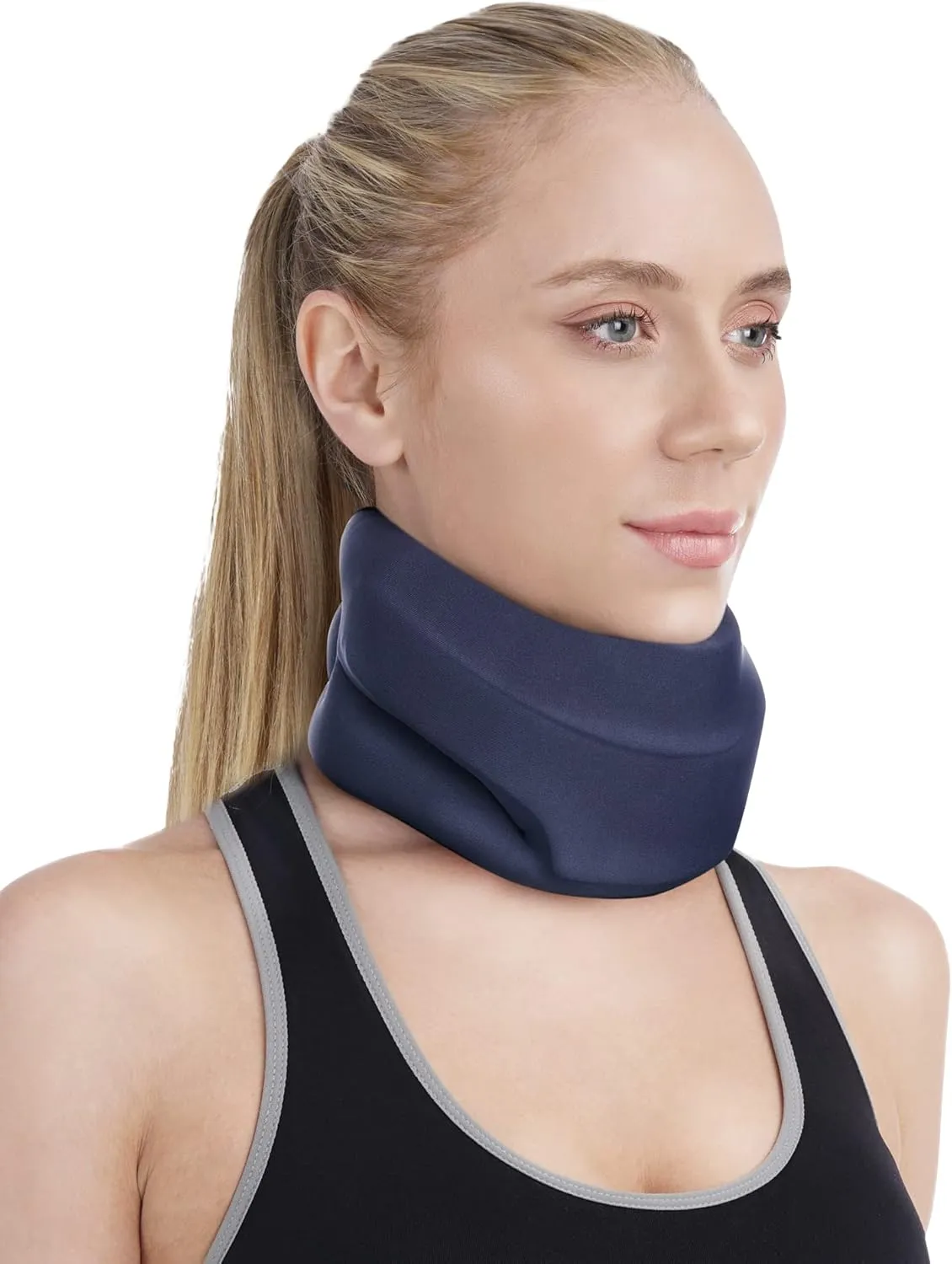Neck Brace for Sleeping - Cervical Collar Relief Neck Pain and Neck Support Soft Foam Wraps Keep Vertebrae Stable for Relief of Cervical Spine Pressure for Women & Men Blue Large Size