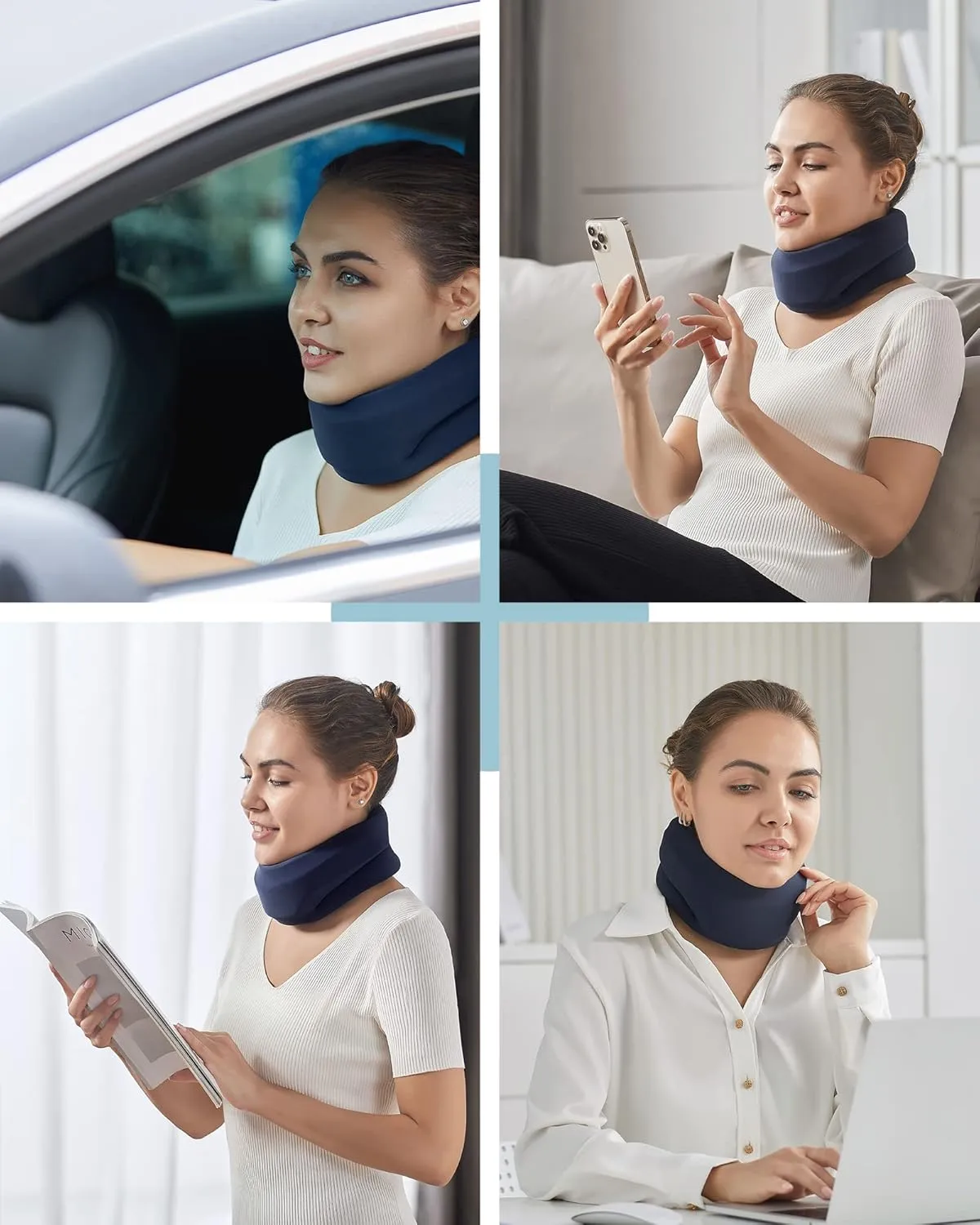 Neck Brace for Sleeping - Cervical Collar Relief Neck Pain and Neck Support Soft Foam Wraps Keep Vertebrae Stable for Relief of Cervical Spine Pressure for Women & Men Blue Large Size