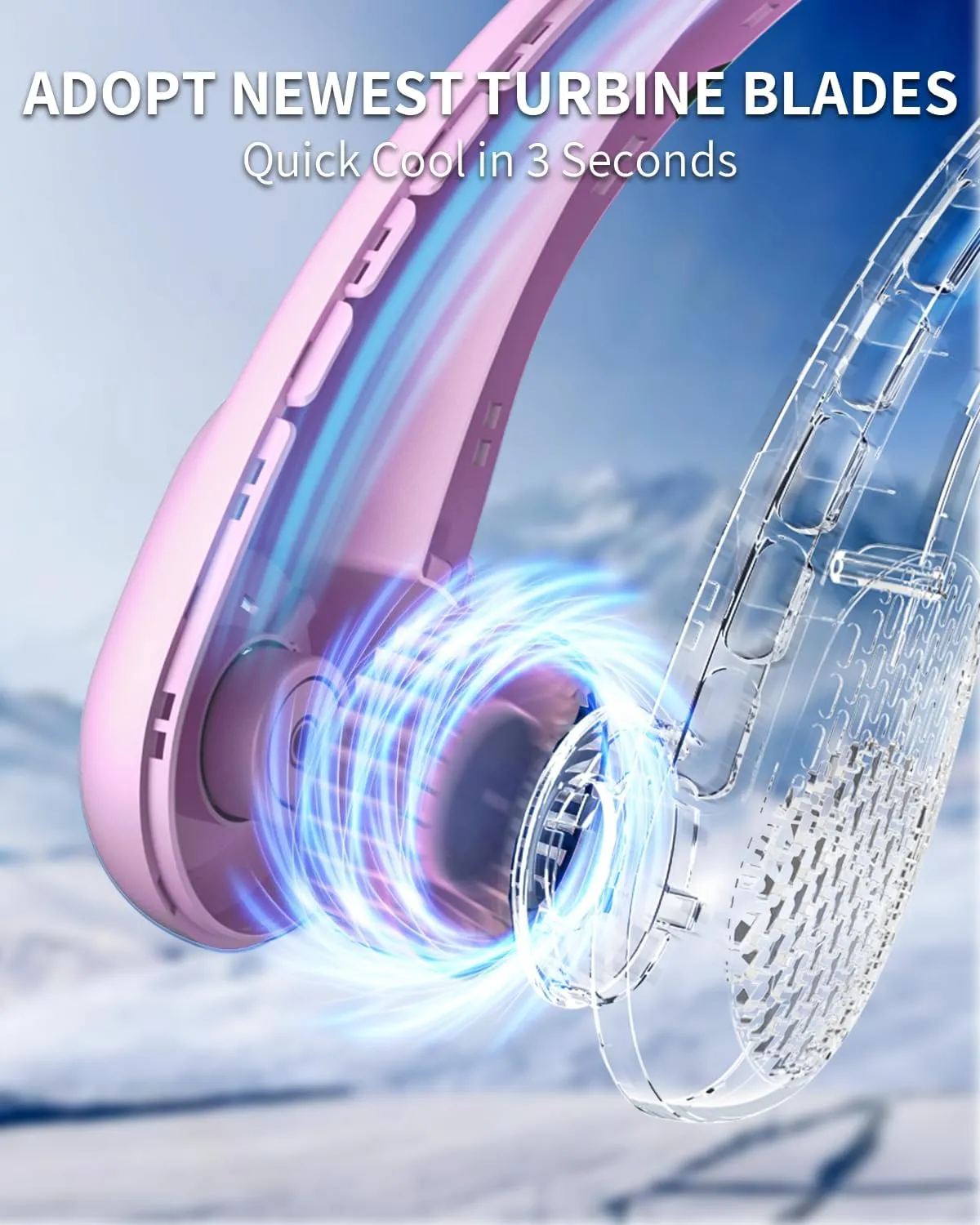 Neck Fan, Personal Fan with LED Indicator, USB-C Charging, Long-Lasting 5200mAh Battery, Hands Free Bladeless Fan with 3 Adjustable Speeds & Ultra-Quiet, Ideal for Home, Travel & Outdoor