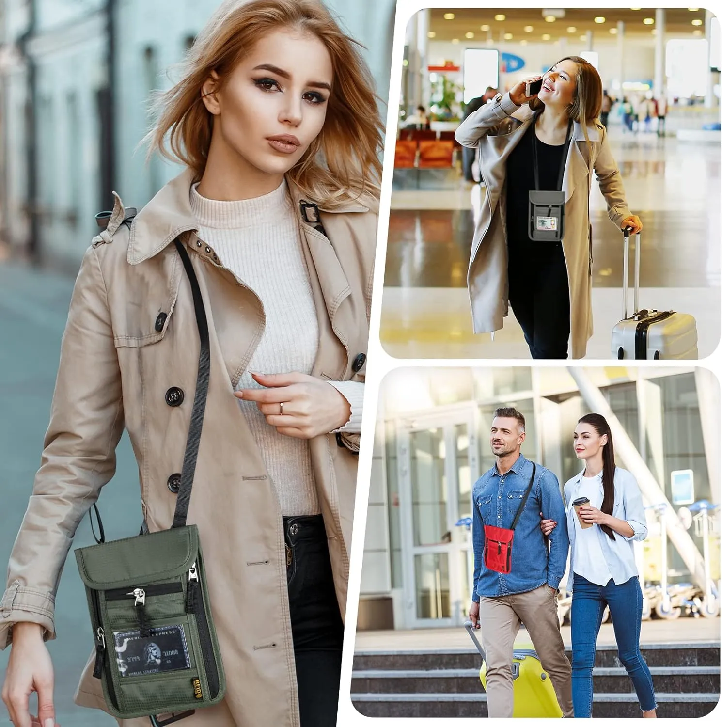 Neck Wallet for Travel,Passport Holder Neck Pouch for Men Women with Adjustable Neck Strap and RFID Blocking