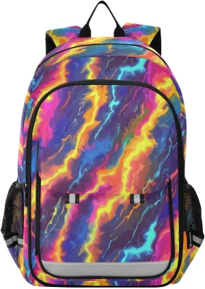 Neon Lightning Meteor Backpack for Boys Girls Elementary School Bag Kids Bookbag Travel Rucksack With Reflective Stripes