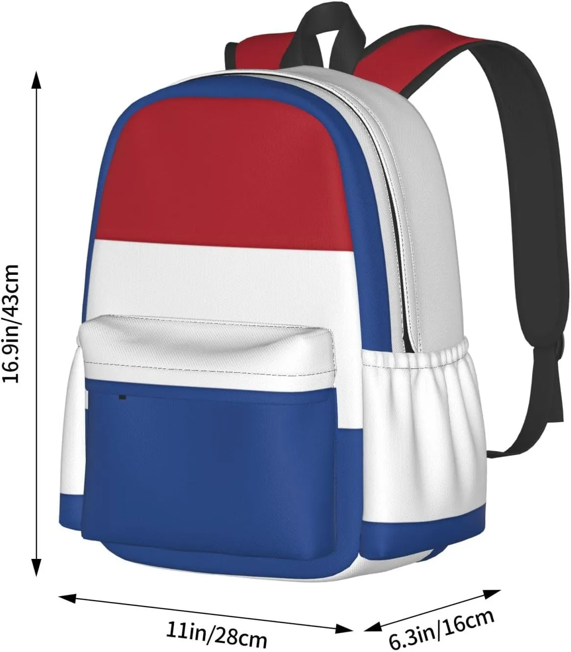 Netherlands Holland Flag Large Travel Backpack Casual Backpacks Laptop Daypack Working Rucksack Lightweight Back Pack Sports Bag with Adjustable Shoulder Strap