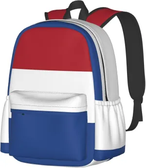 Netherlands Holland Flag Large Travel Backpack Casual Backpacks Laptop Daypack Working Rucksack Lightweight Back Pack Sports Bag with Adjustable Shoulder Strap