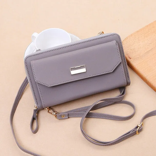 New Female Wallets Women Zipper Purses Lady Long Hasp Purses 5.5Inch Phone Pocket Female Strap Clutch Coin Card Holders