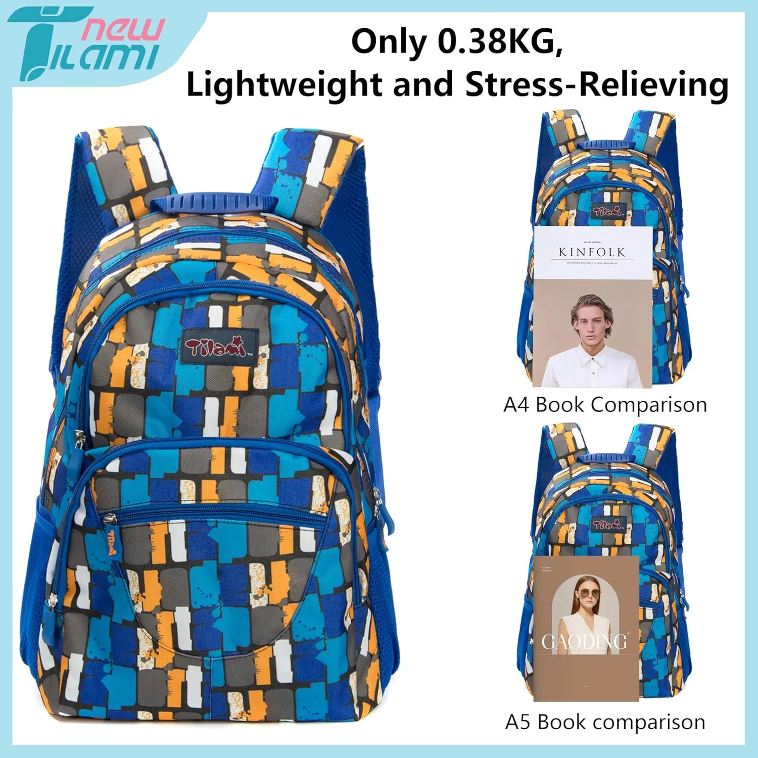 NEW TILAMI 14 Inch kid Toddler Backpack Boys Girls School Bag Kindergarten Elementary Cute Backpacks, Blue Dynamic
