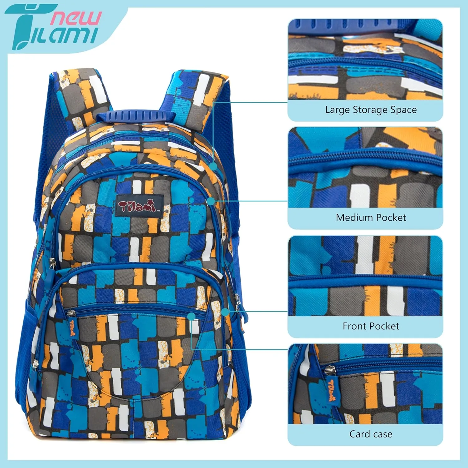 NEW TILAMI 14 Inch kid Toddler Backpack Boys Girls School Bag Kindergarten Elementary Cute Backpacks, Blue Dynamic