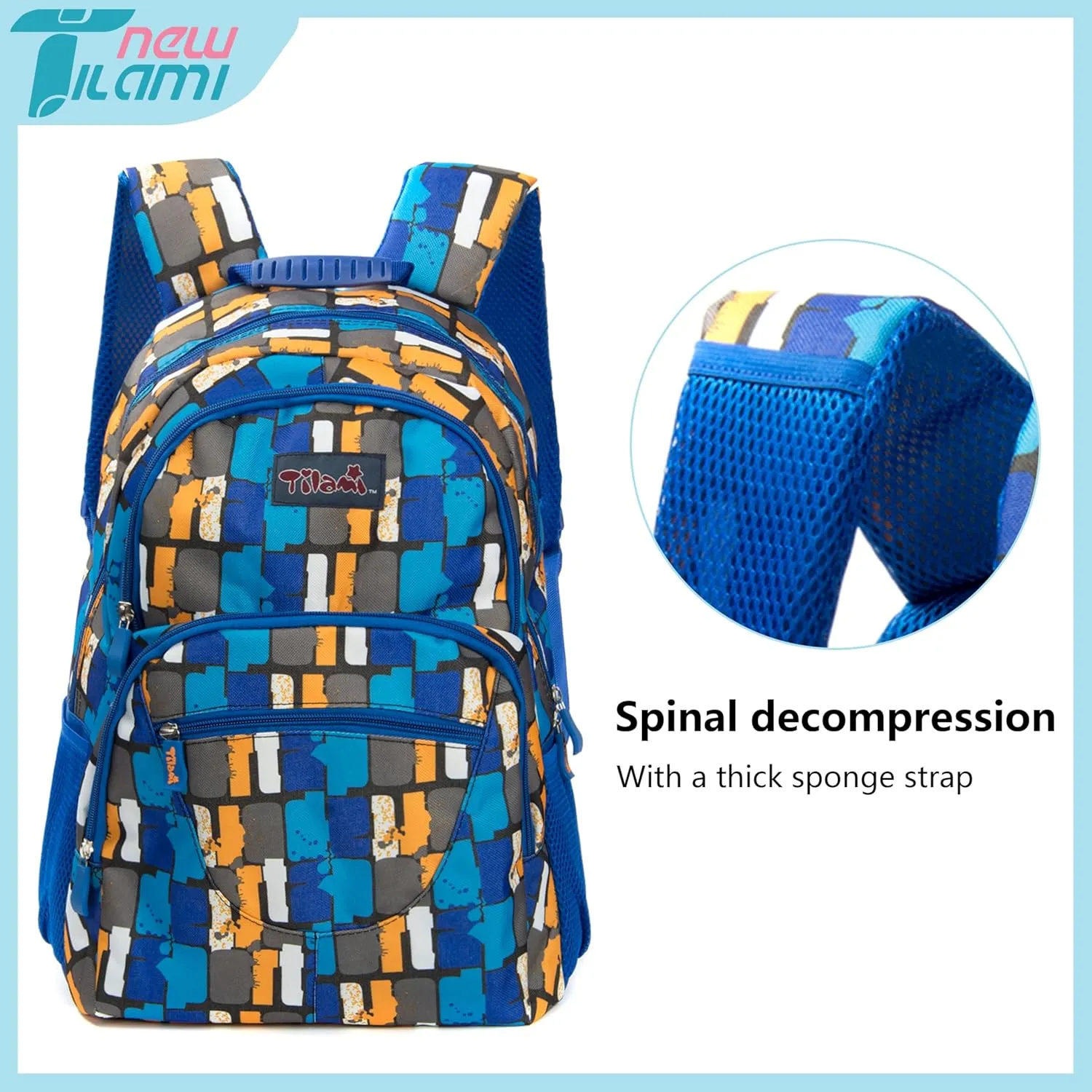 NEW TILAMI 14 Inch kid Toddler Backpack Boys Girls School Bag Kindergarten Elementary Cute Backpacks, Blue Dynamic