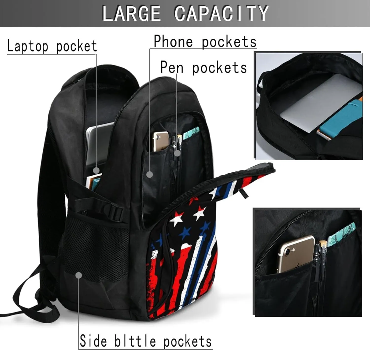 Norwegian American Flag Norway Root Business Laptop Backpack Travel Backpacks Outdoor Rucksack Large Bag Daypack with USB Charging Port Multi-Pocket for Hiking Camping