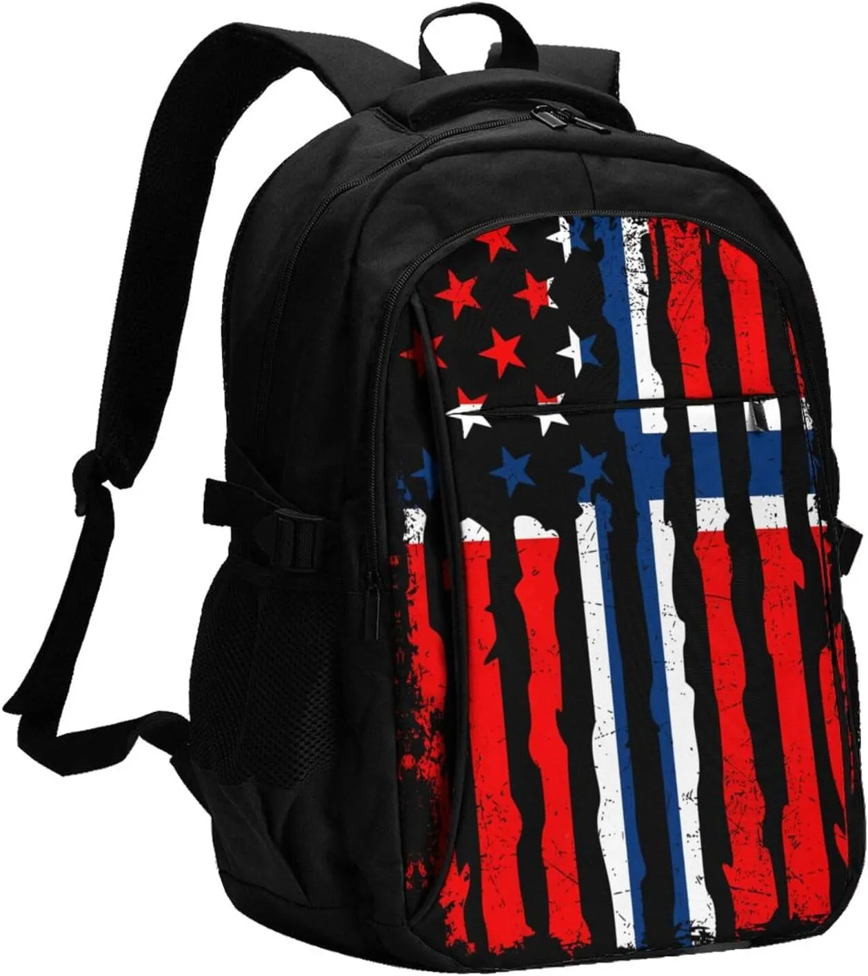 Norwegian American Flag Norway Root Business Laptop Backpack Travel Backpacks Outdoor Rucksack Large Bag Daypack with USB Charging Port Multi-Pocket for Hiking Camping