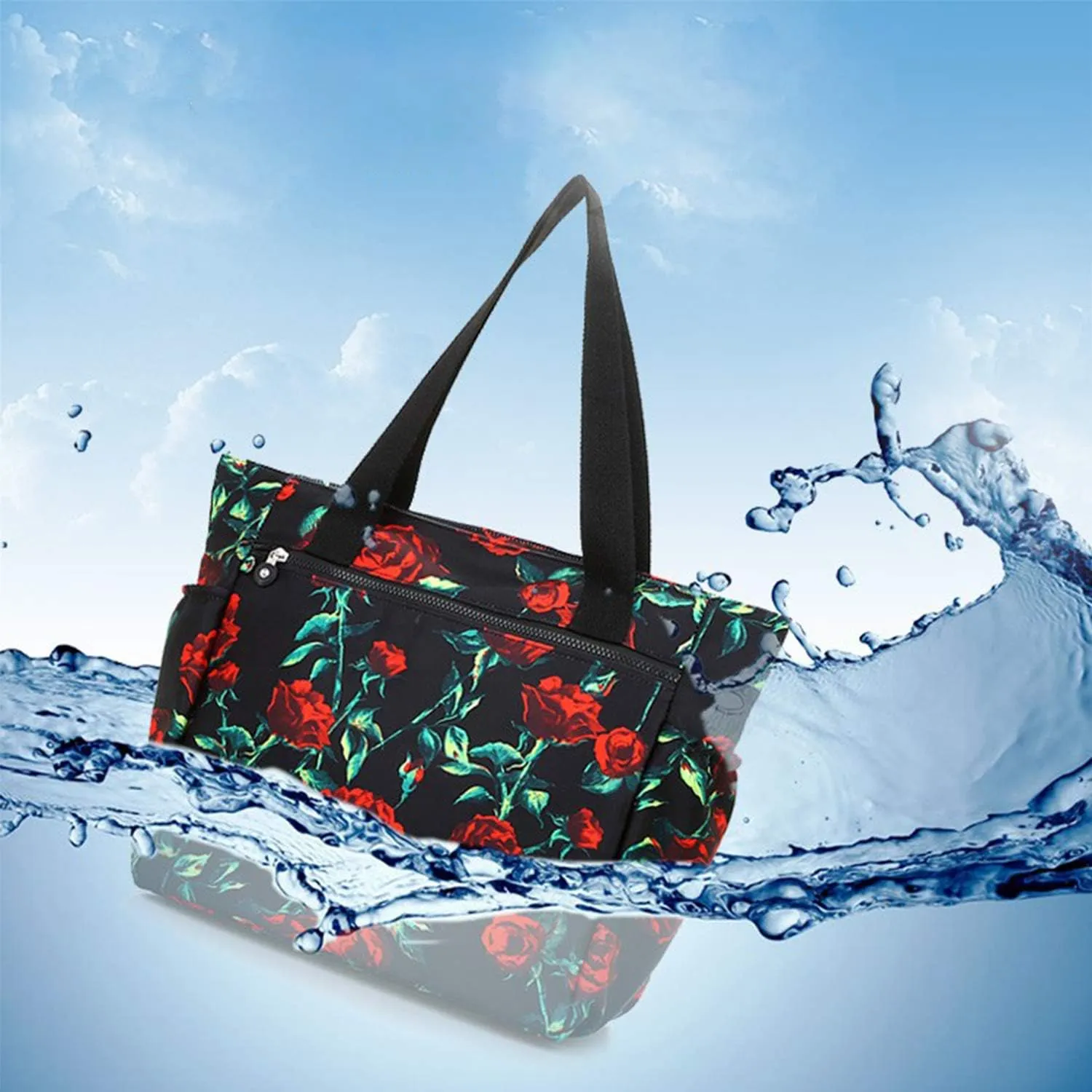 NOTAG Tote Purses for Women Lightweight Large Shoulder Handbags Nylon Floral Printed Purses and Handbags